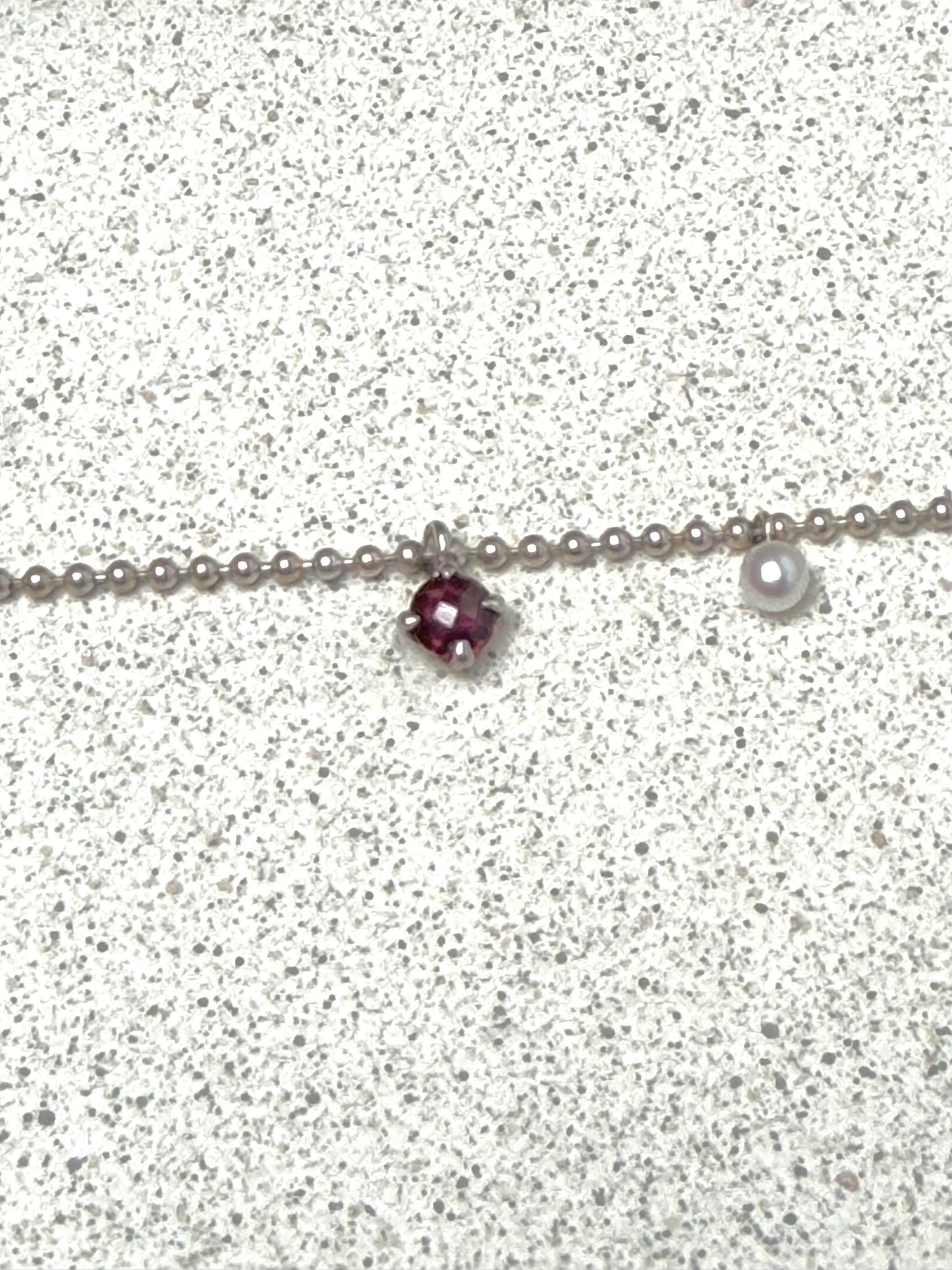 925 Silberarmband · Granat & Perle