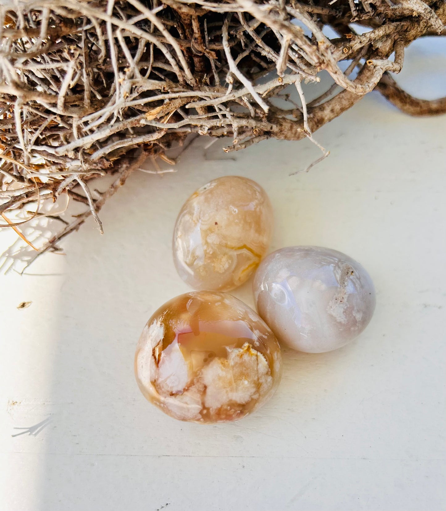 Kirschblütenachat Trommelstein