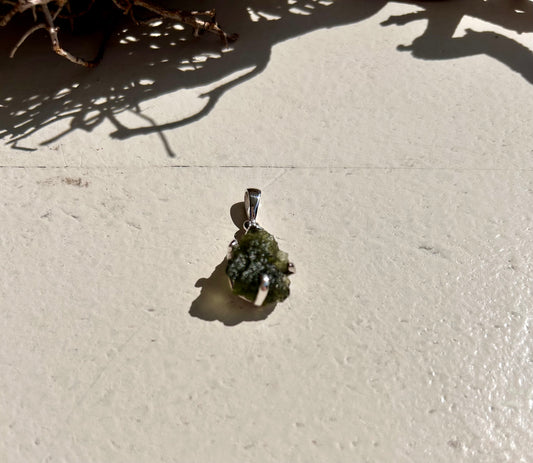 Moldavit Anhänger | 925 Silber gefasst