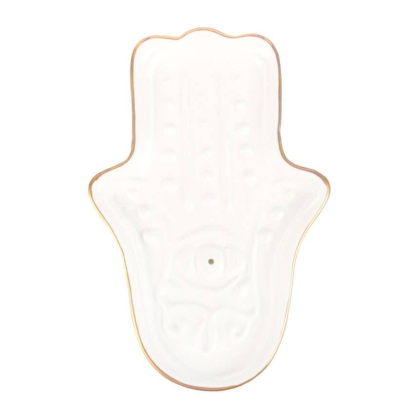 Weißer Hamsa Hand Räucherstäbchenhalter