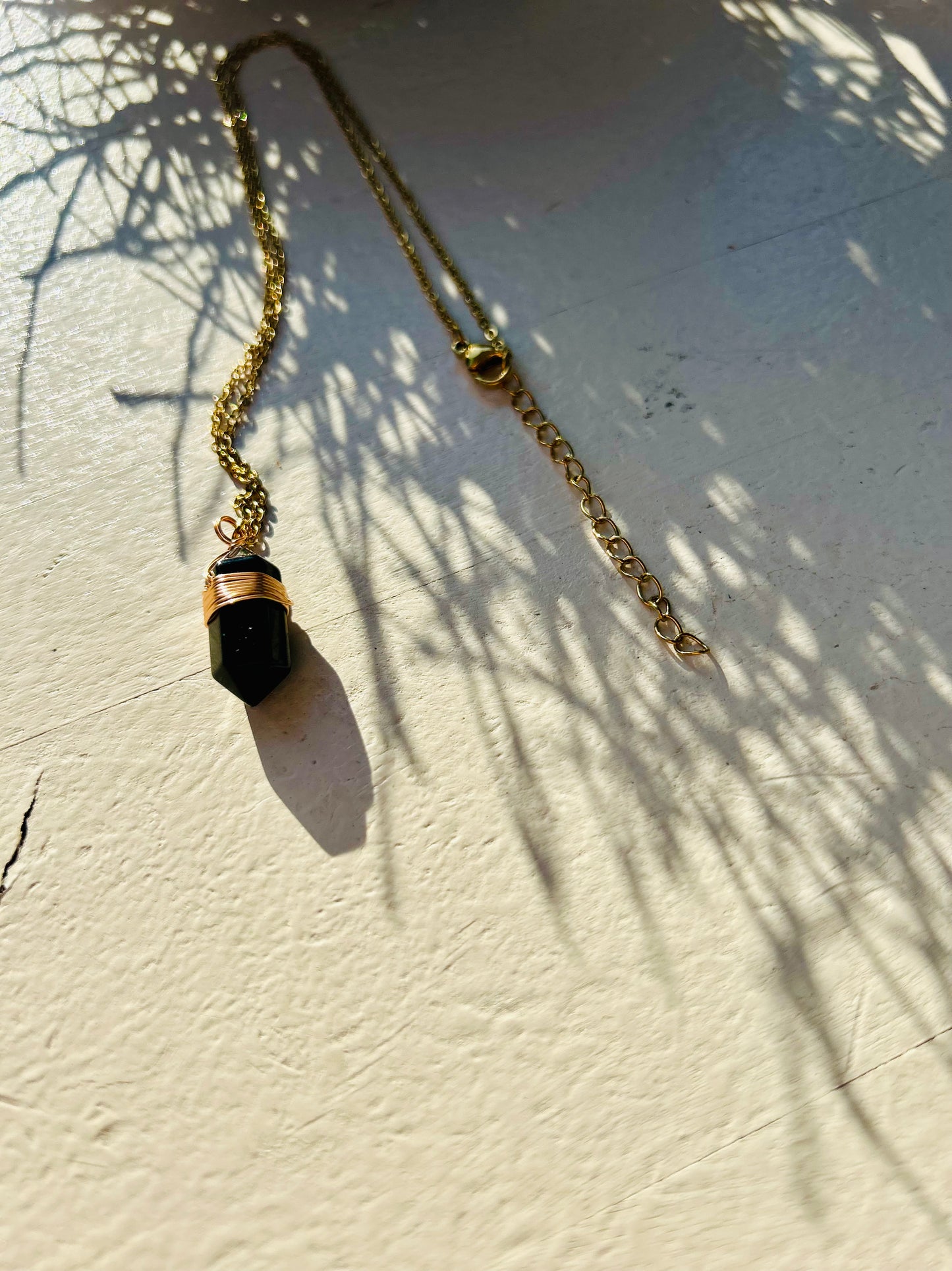 Kristall-Doppelender Kette · Amethyst · Bergkristall · Aventurin