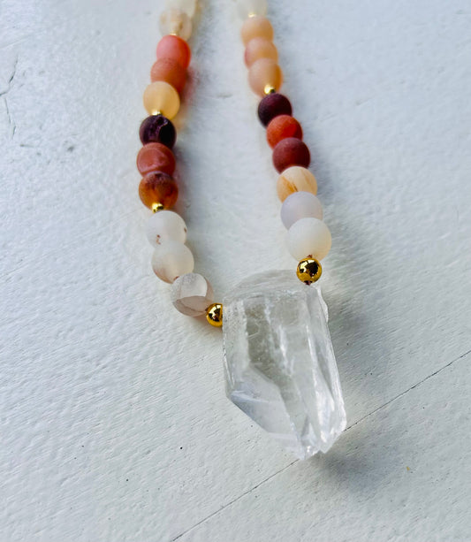 Achat | Bergkristall Perlenkette - Balance | Handmade