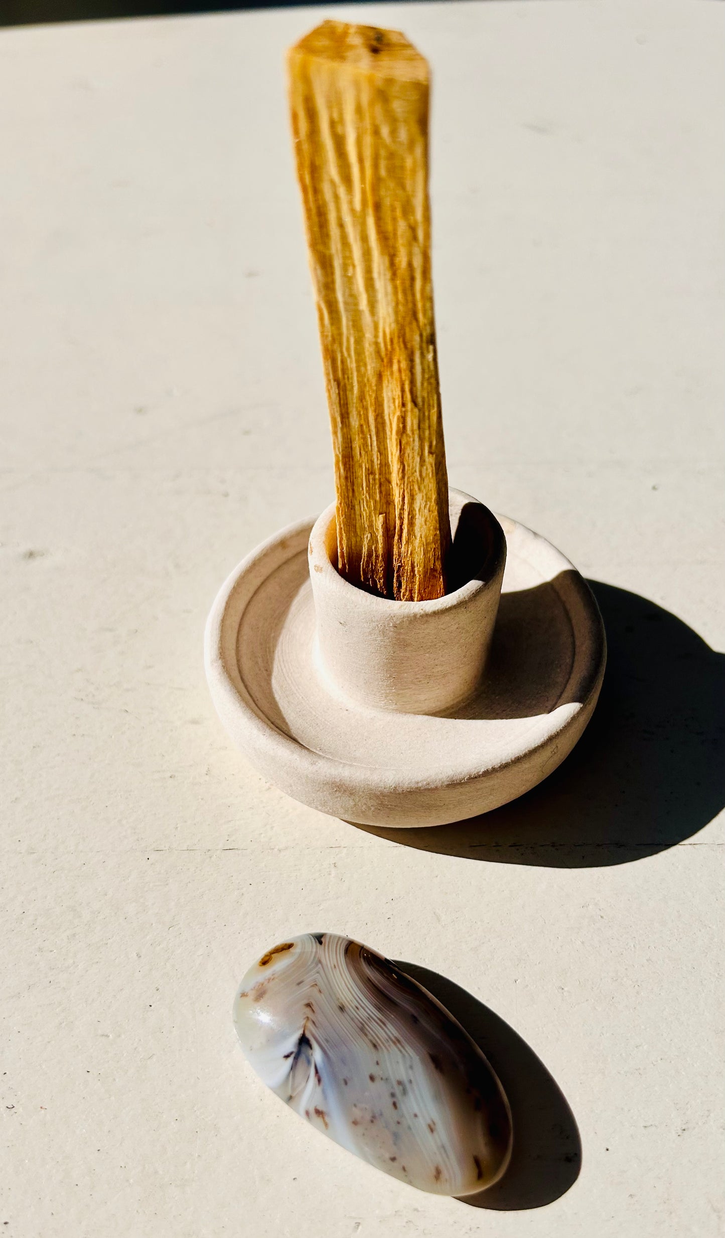 Harmonie und Schutz - Palo Santo Tonhalter mit Achat Schutzstein