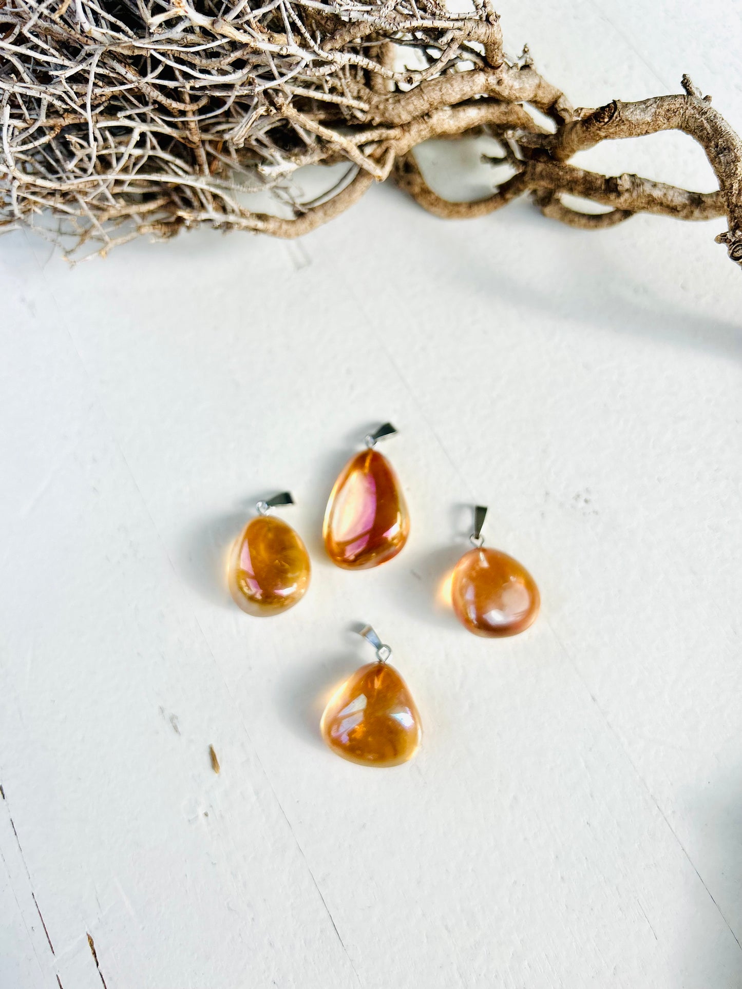 Sunset Aura | Tangerine Aura | Mandarinenquarz Anhänger