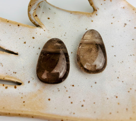 Rauchquarz Anhänger  |  Trommelstein gebohrt inklusive Lederband