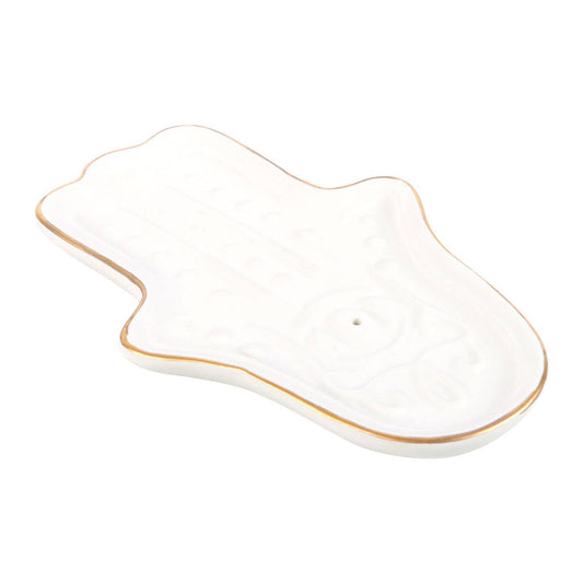 Weißer Hamsa Hand Räucherstäbchenhalter