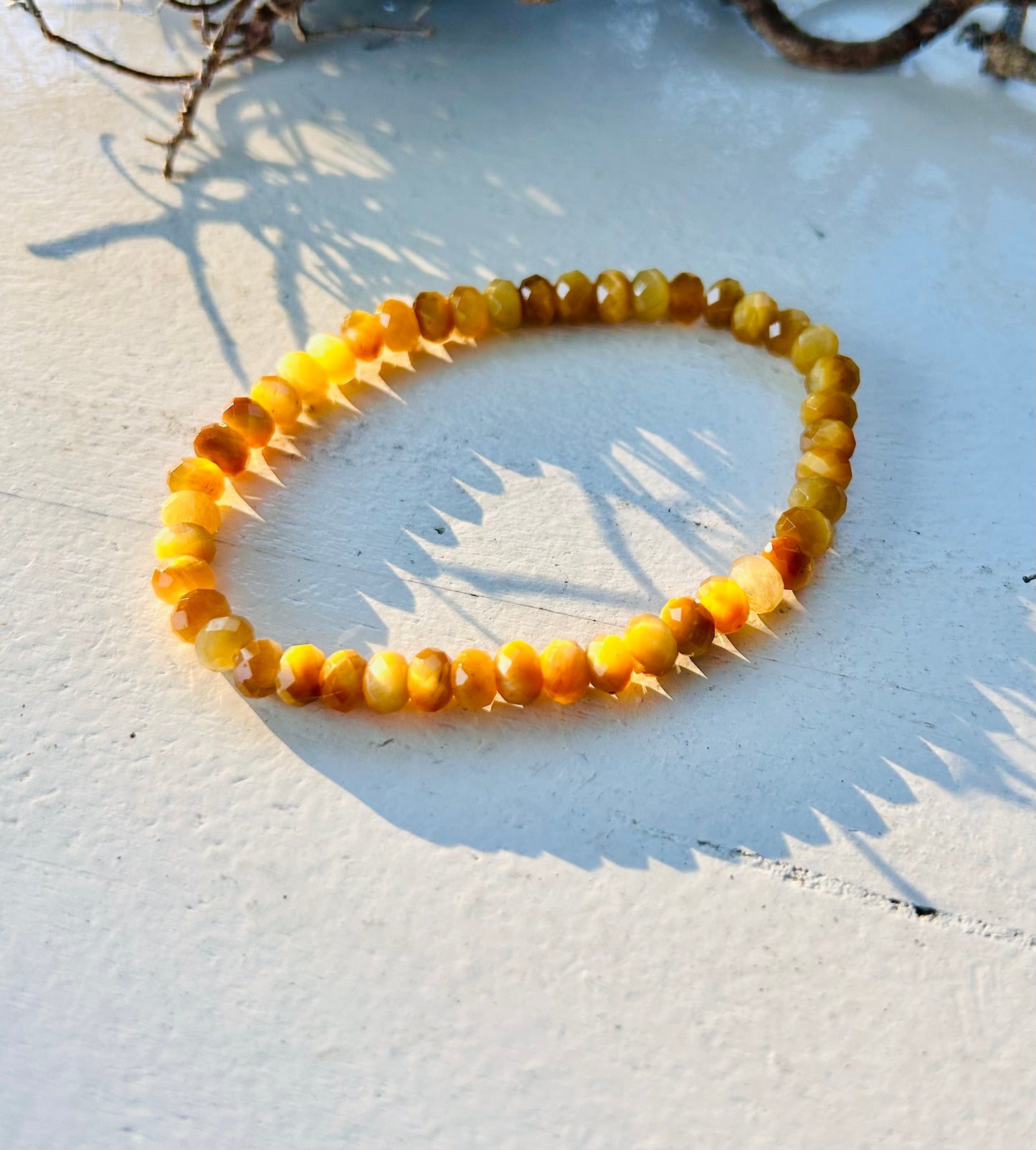 Tigerauge gelb Armband | Button facettiert