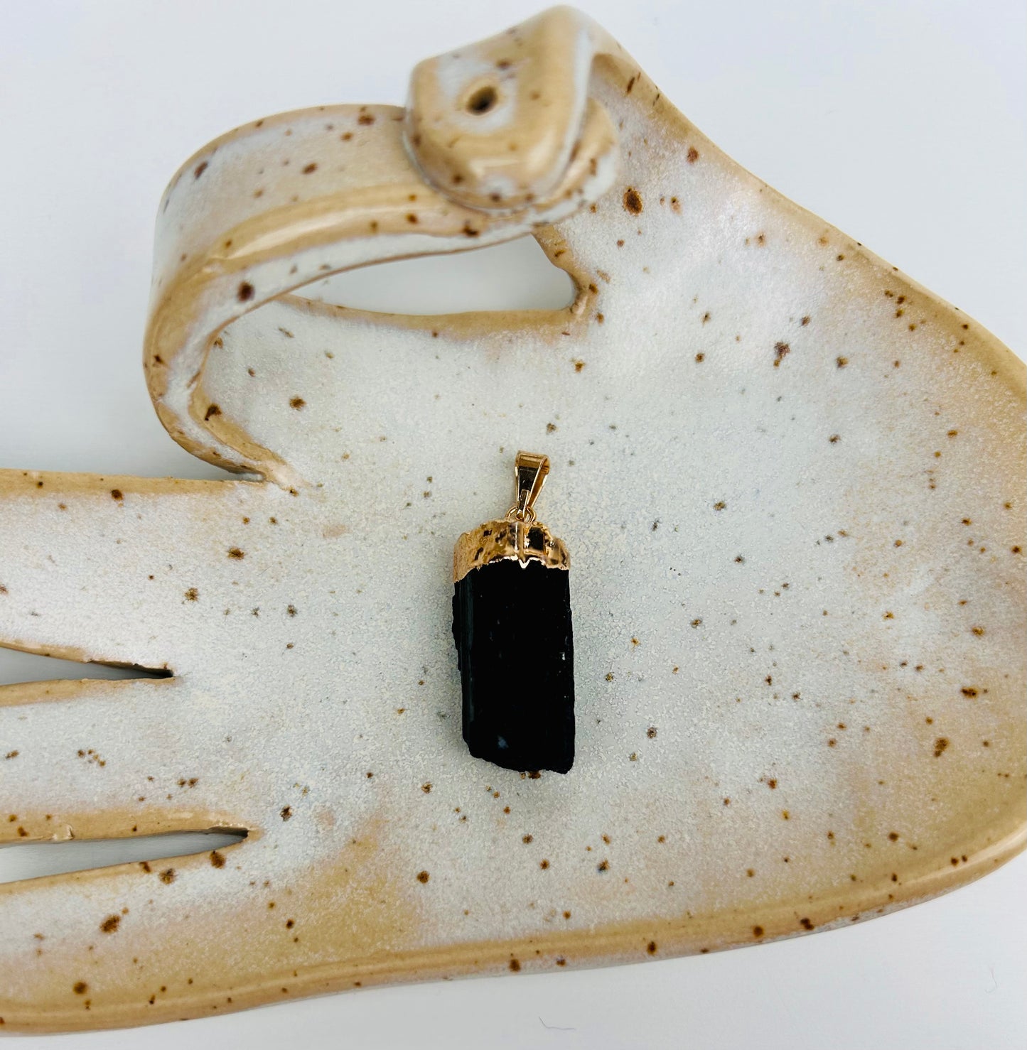 Schwarzer Turmalin Anhänger in Gold