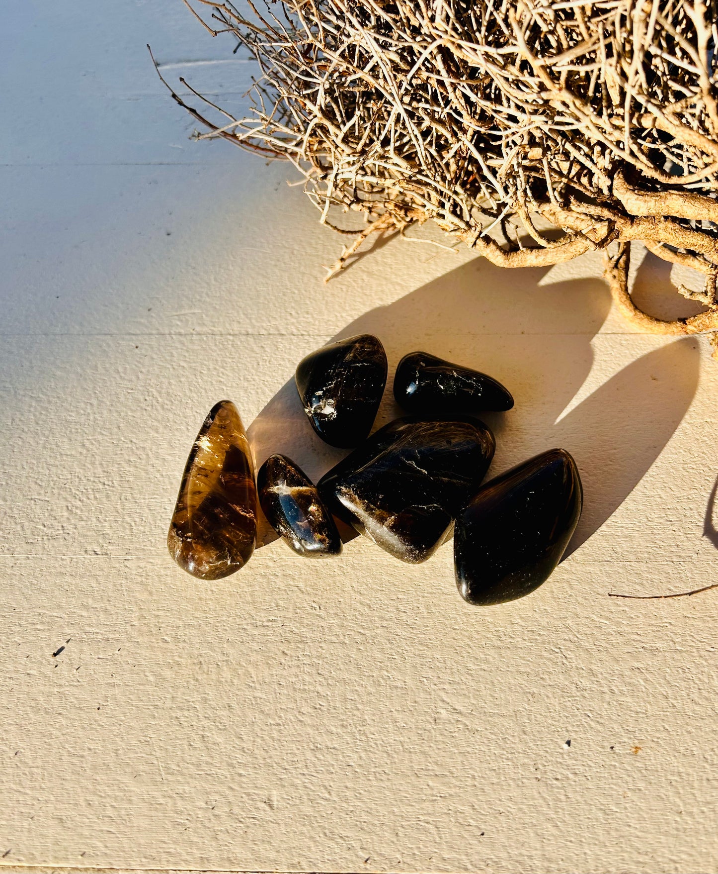 Rauchquarz Trommelstein Dunkel