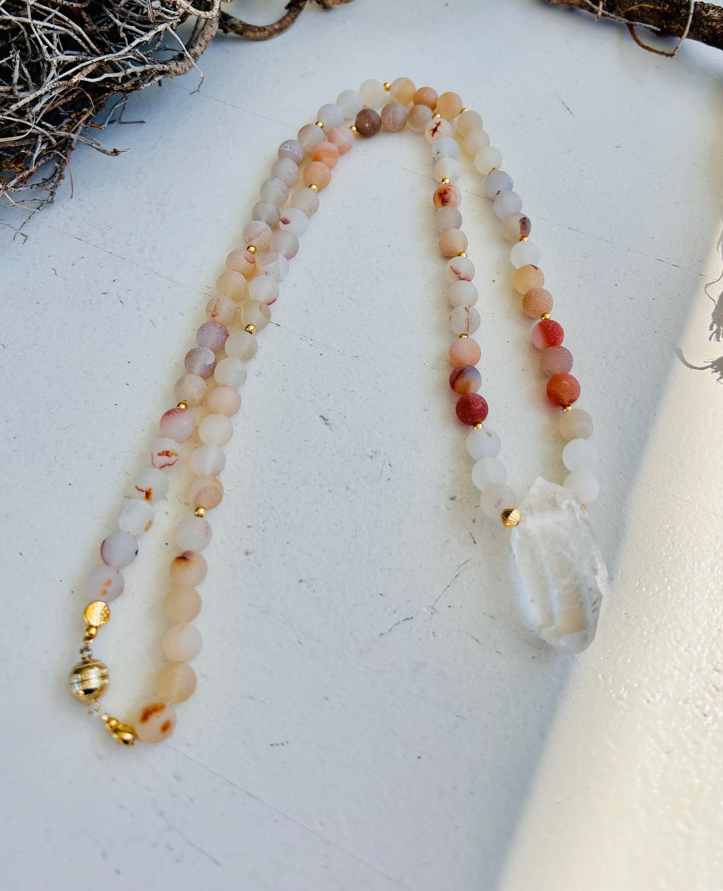 Achat | Bergkristall Perlenkette - Balance | Handmade Einzelstück