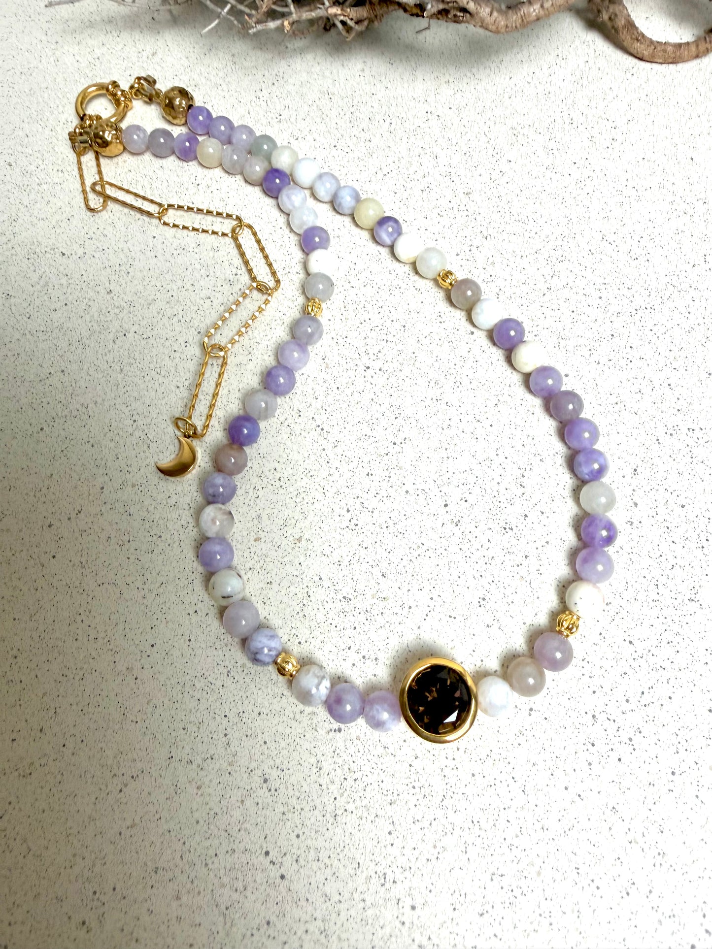 Alchemia - Violet Flame · Opal & Rauchquarz Collier | Limited Edition