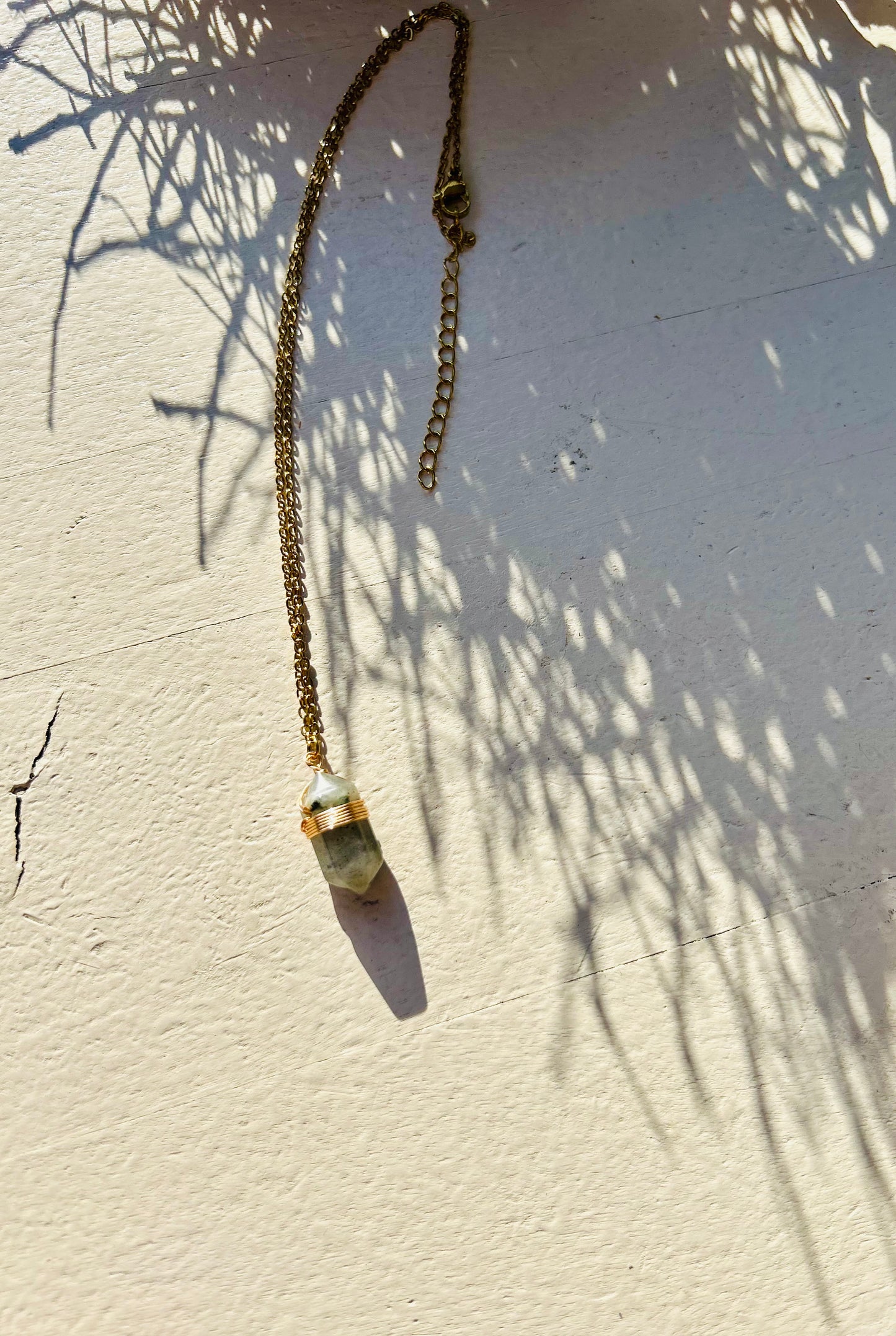 Kristall-Doppelender Kette · Amethyst · Bergkristall · Aventurin