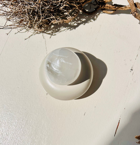 Kugelhalter aus Keramik inkl. Selenit Kugel