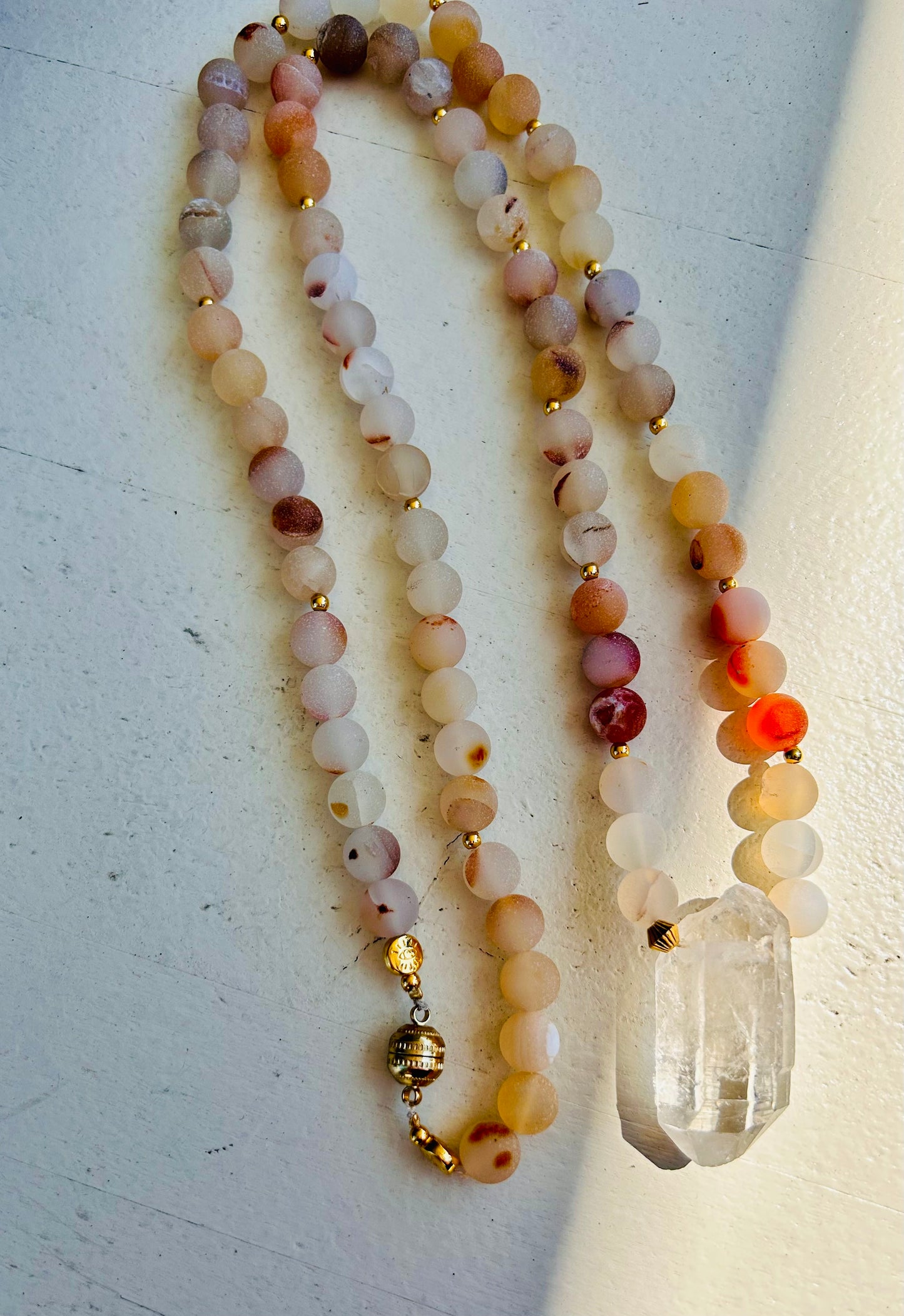 Achat | Bergkristall Perlenkette - Balance | Handmade Einzelstück
