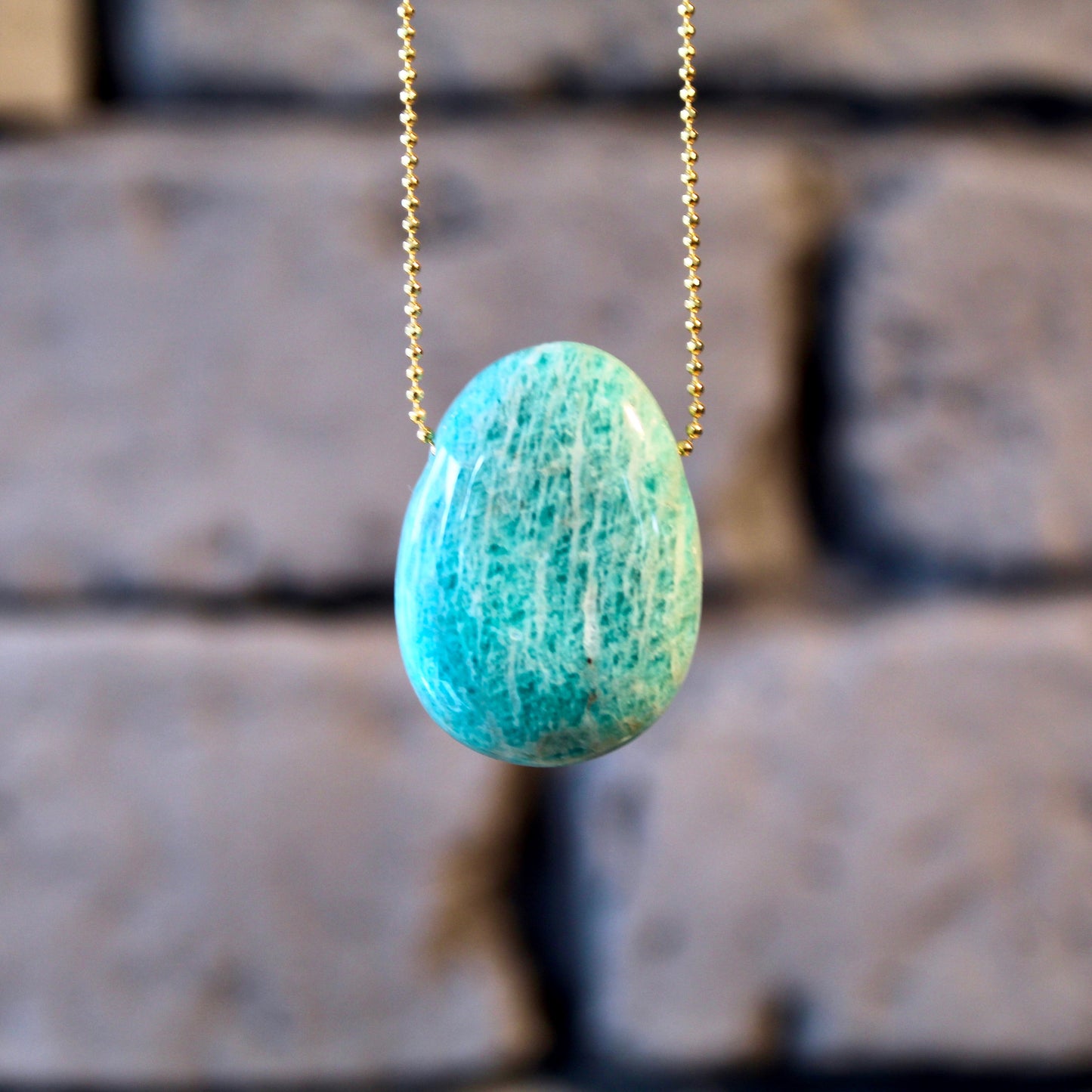 Amazonit Trommelstein Anhänger gebohrt