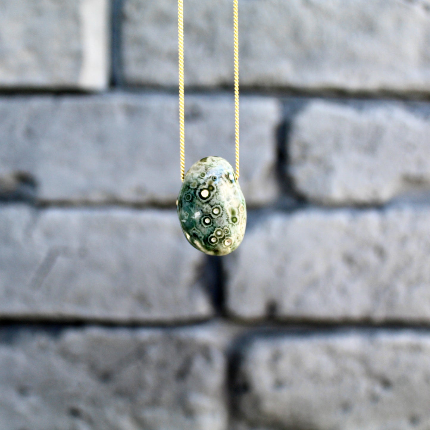 Ozean Jaspis -  Anhänger Trommelstein gebohrt