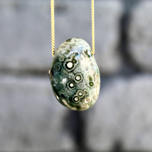 Ozean Jaspis - Anhänger Trommelstein gebohrt