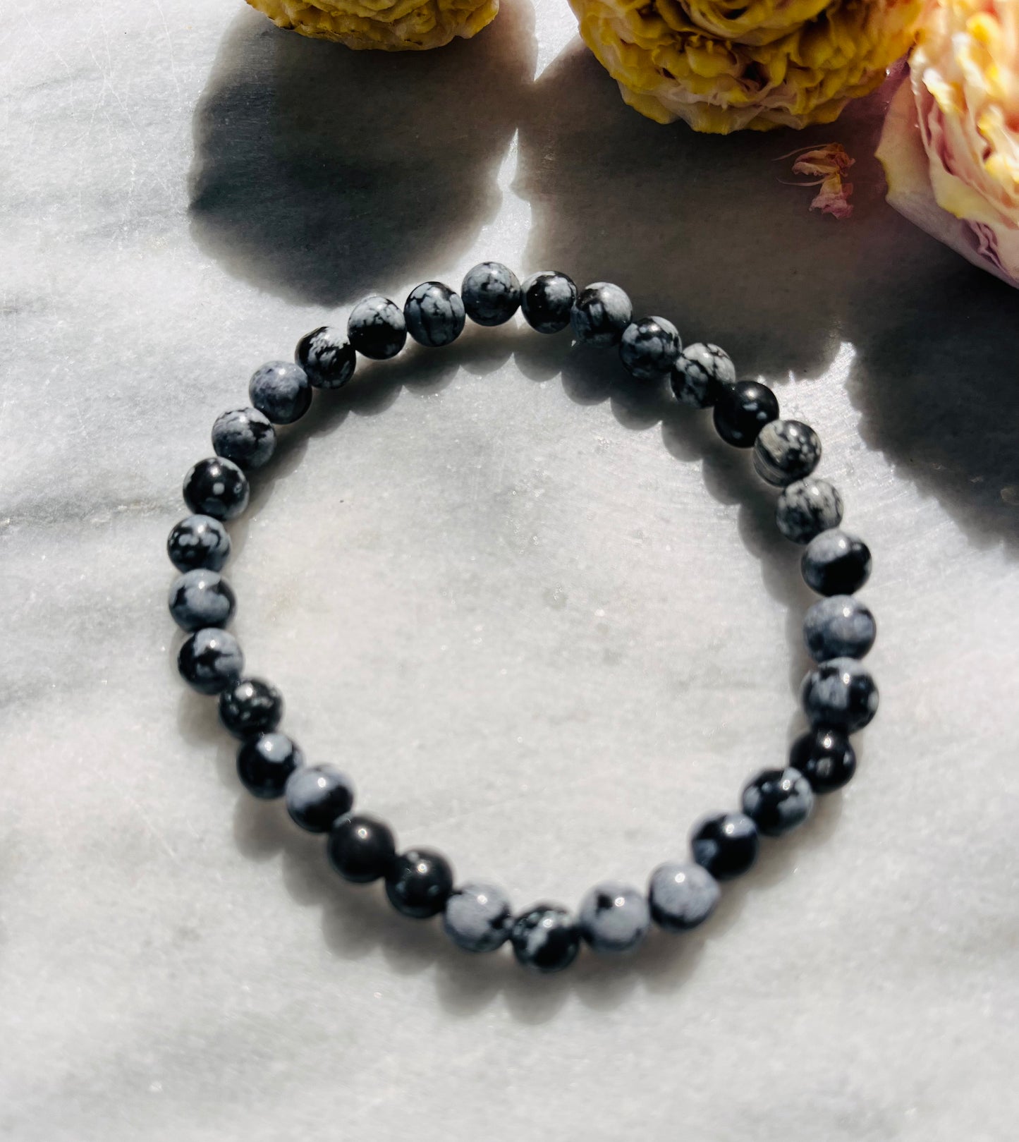 Schneeflocken Obsidian - Armband