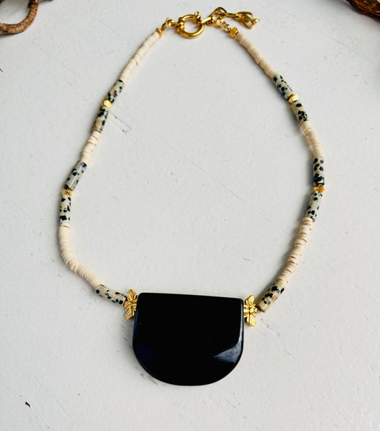 Choker Kette Bee | Dalmatiner Jaspis | Obsidian