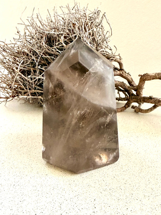 Rauchquarz Spitze mit Regenbögen · Einzelstück