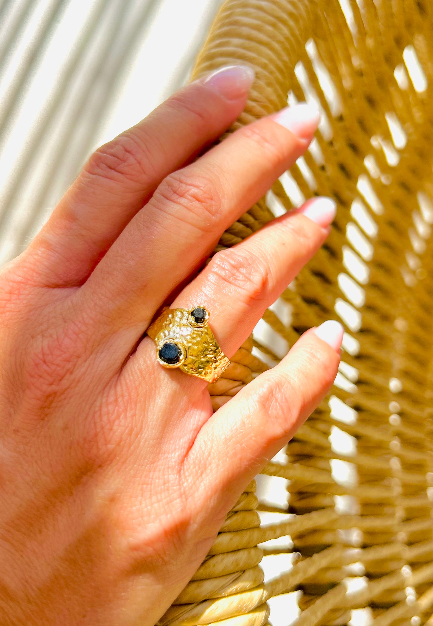 Es Vedrà - Ring aus Edelstahl mit Schmuckstein