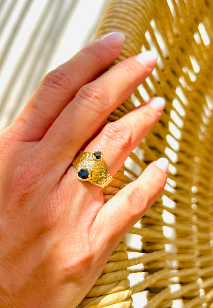 Es Vedrà - Ring aus Edelstahl mit Schmuckstein