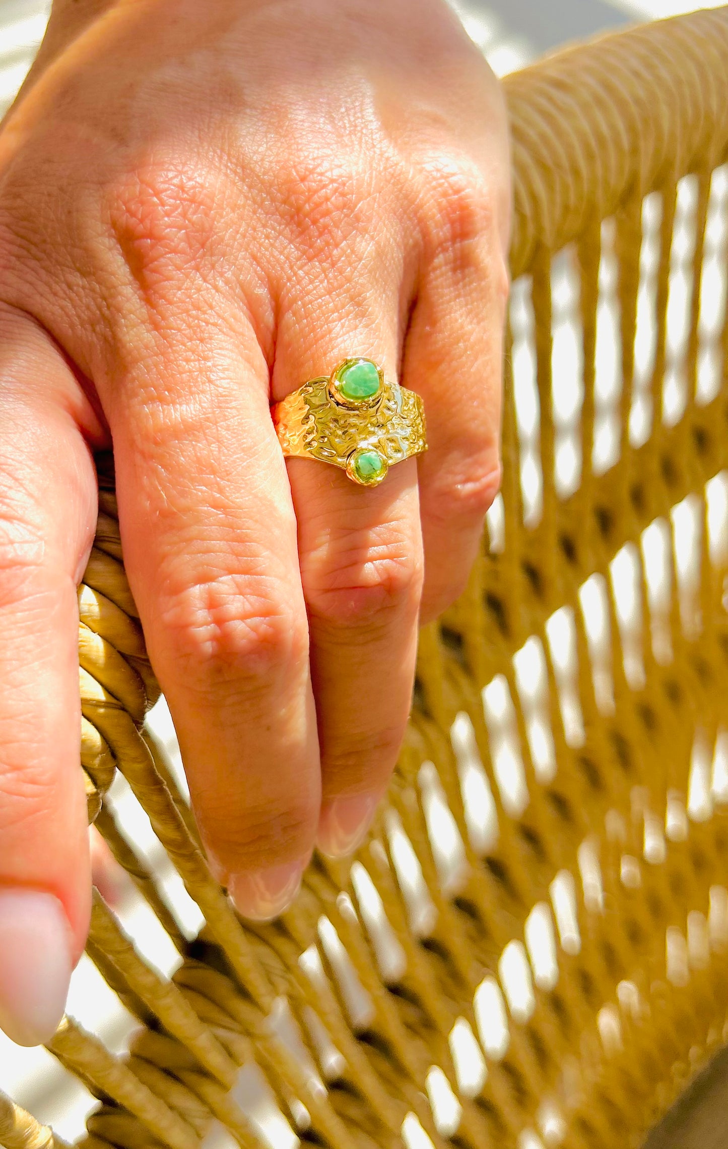 Es Vedrà - Ring aus Edelstahl mit Schmuckstein