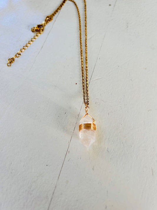 Kristall-Doppelender Kette · Amethyst · Bergkristall · Aventurin