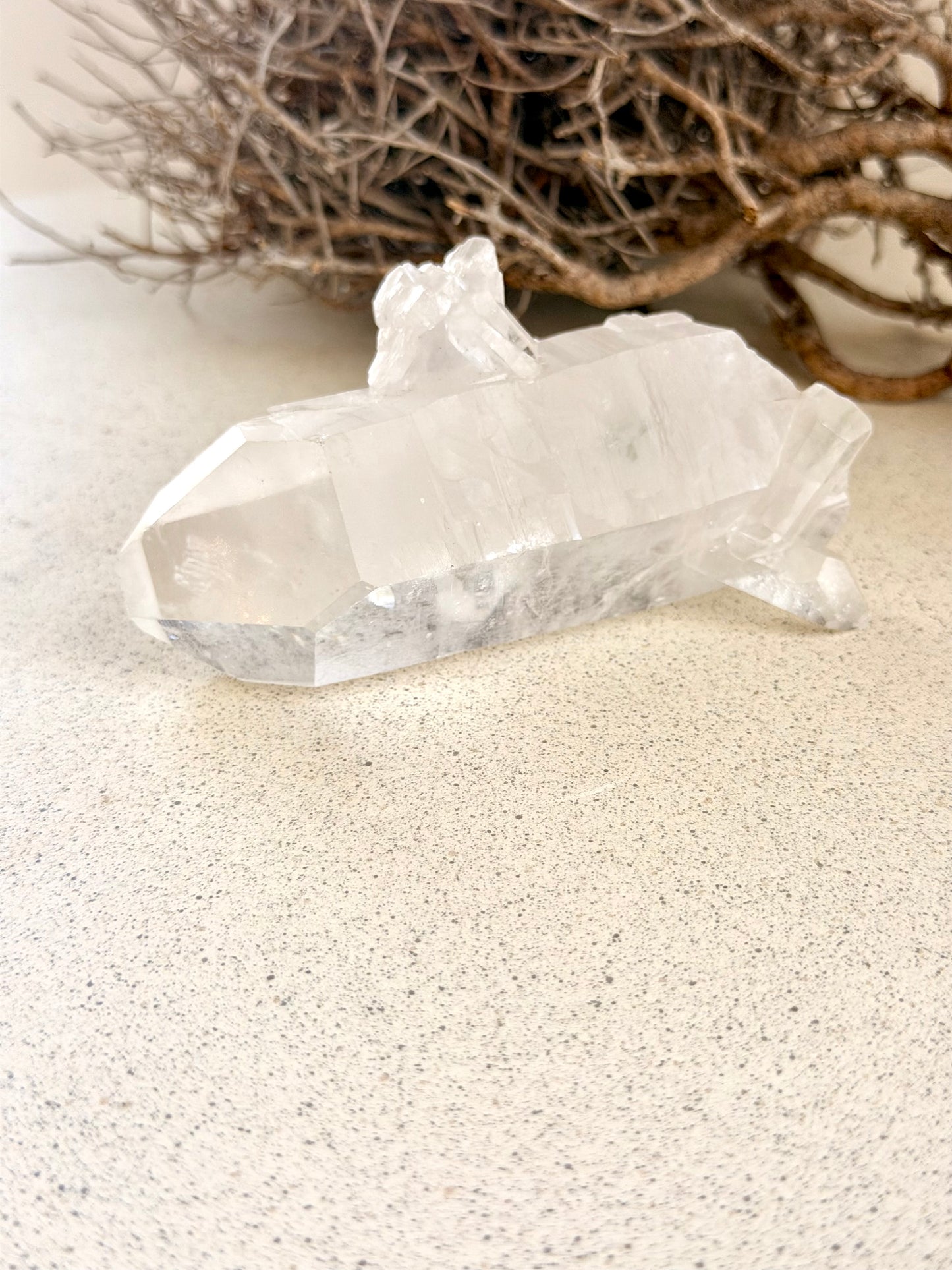 Bergkristall Spitze · selbstverheilt · mit Babyspitzen