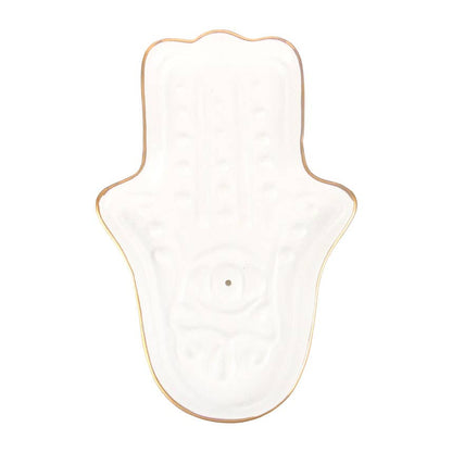 Weißer Hamsa Hand Räucherstäbchenhalter