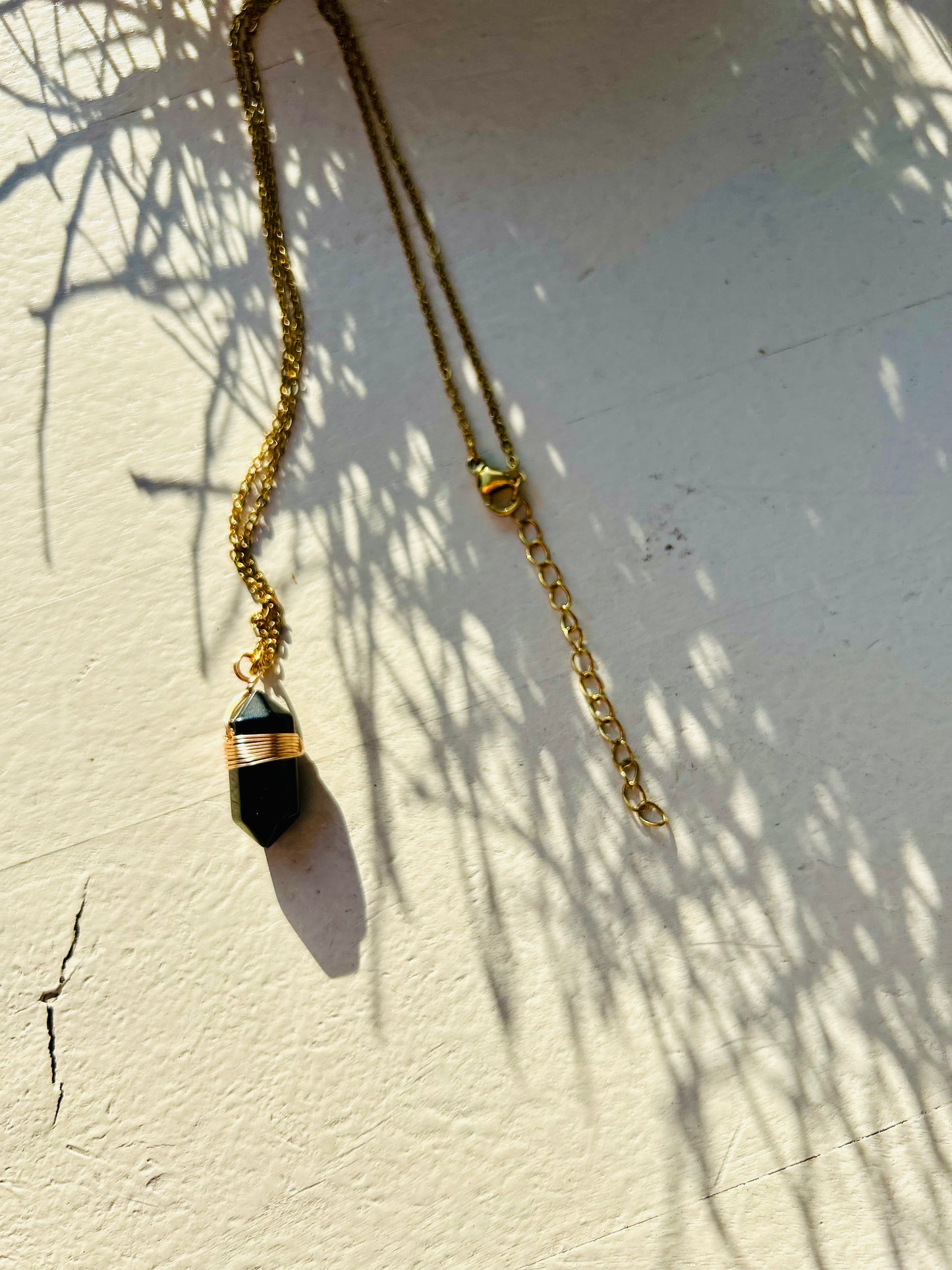 Kristall-Doppelender Kette · Amethyst · Bergkristall · Aventurin