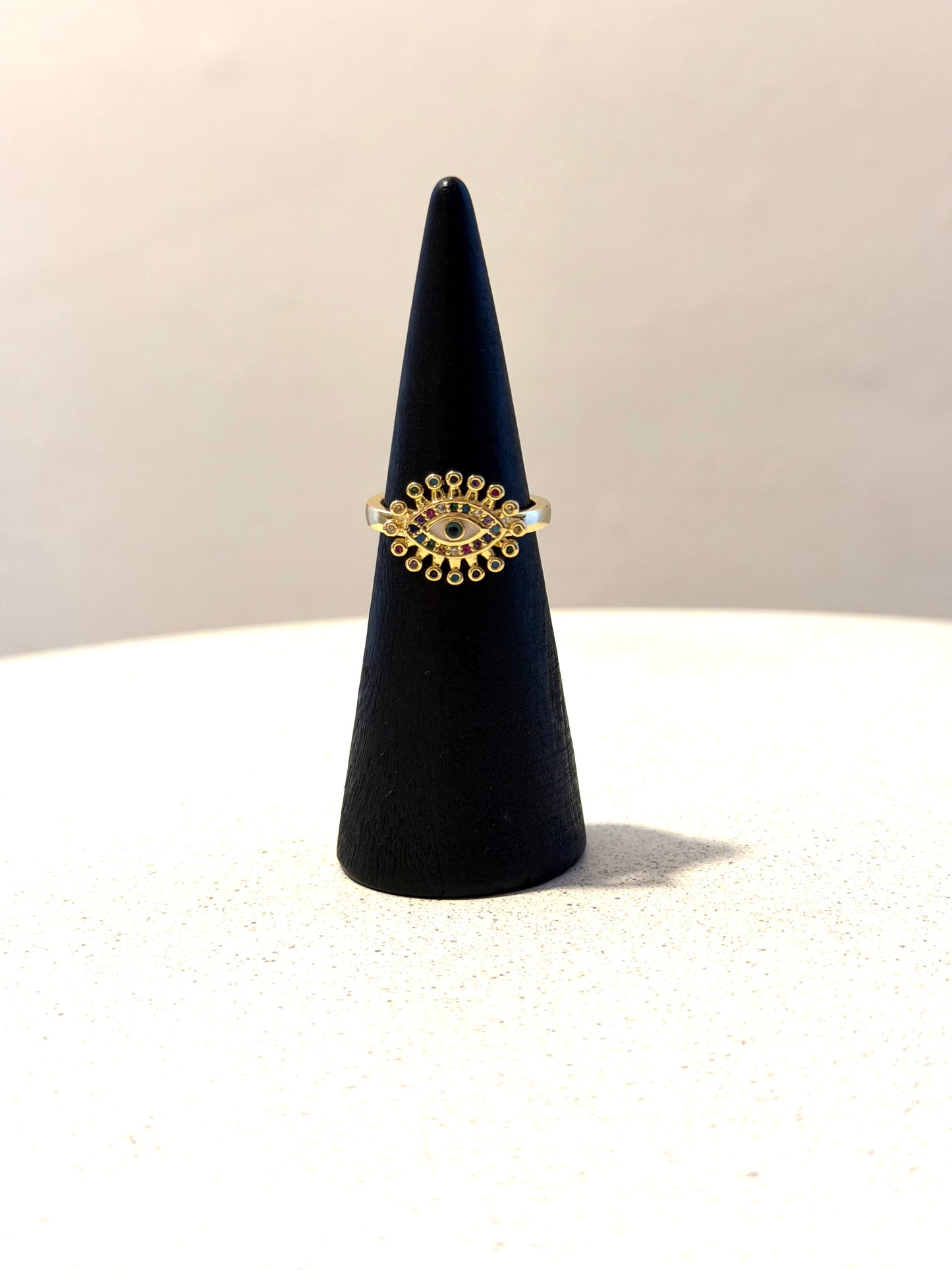 Mystic Eye Ring – Zirkonia · verstellbarer Edelstahlring