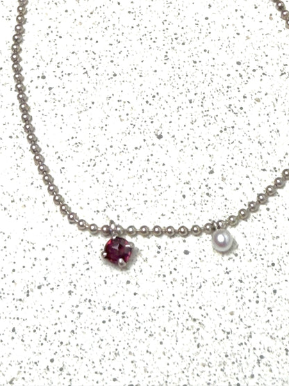 925 Silberarmband · Granat & Perle