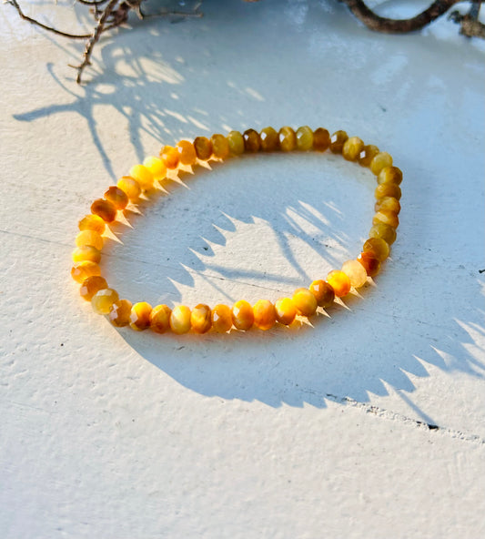 Tigerauge gelb Armband | Button facettiert