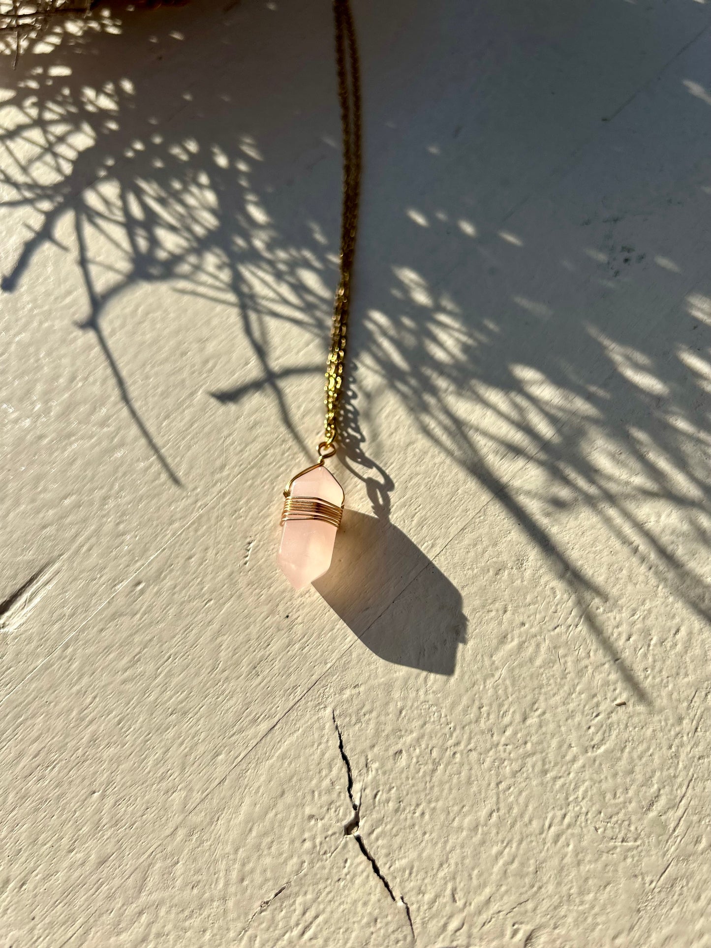 Kristall-Doppelender Kette · Amethyst · Bergkristall · Aventurin