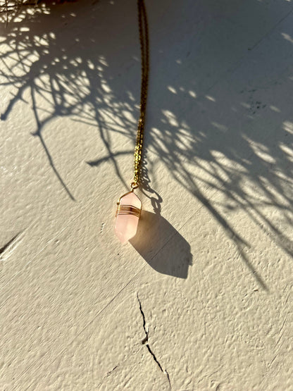 Kristall-Doppelender Kette · Amethyst · Bergkristall · Aventurin