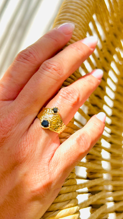 Es Vedrà - Ring aus Edelstahl mit Schmuckstein