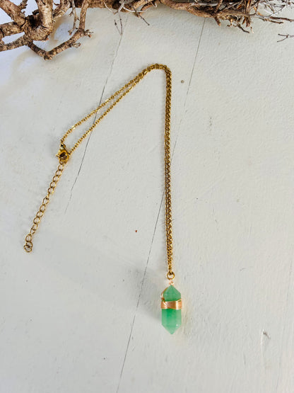 Kristall-Doppelender Kette · Amethyst · Bergkristall · Aventurin