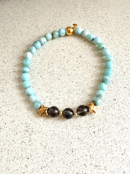 STARDUST COLLECTION – Tektit × Larimar Armband | Silber | Limitiert