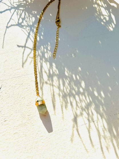 Kristall-Doppelender Kette · Amethyst · Bergkristall · Aventurin