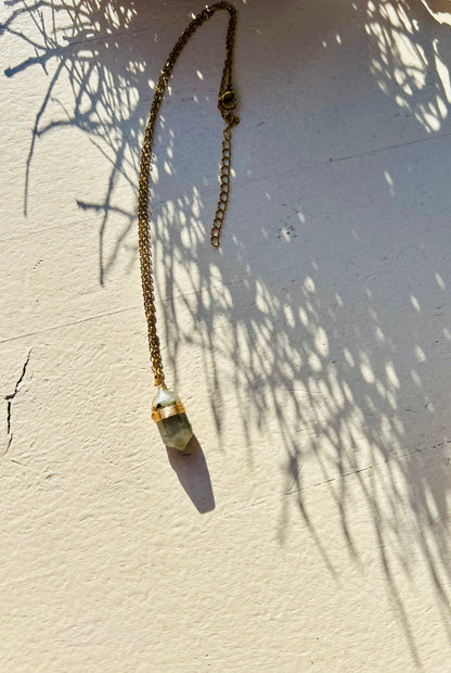 Kristall-Doppelender Kette · Amethyst · Bergkristall · Aventurin