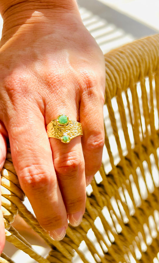 Es Vedrà - Ring aus Edelstahl mit Schmuckstein
