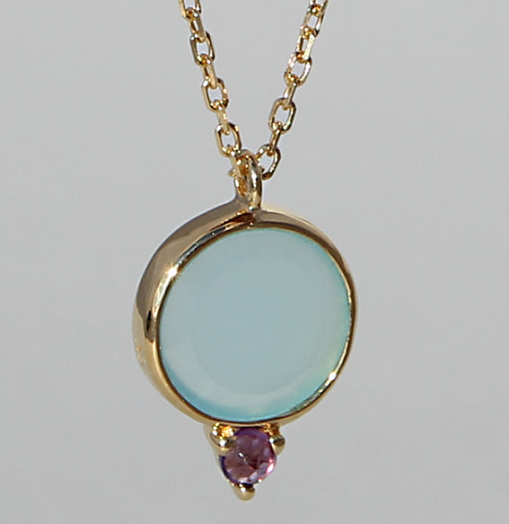 Chalcedon - Amethyst Kette