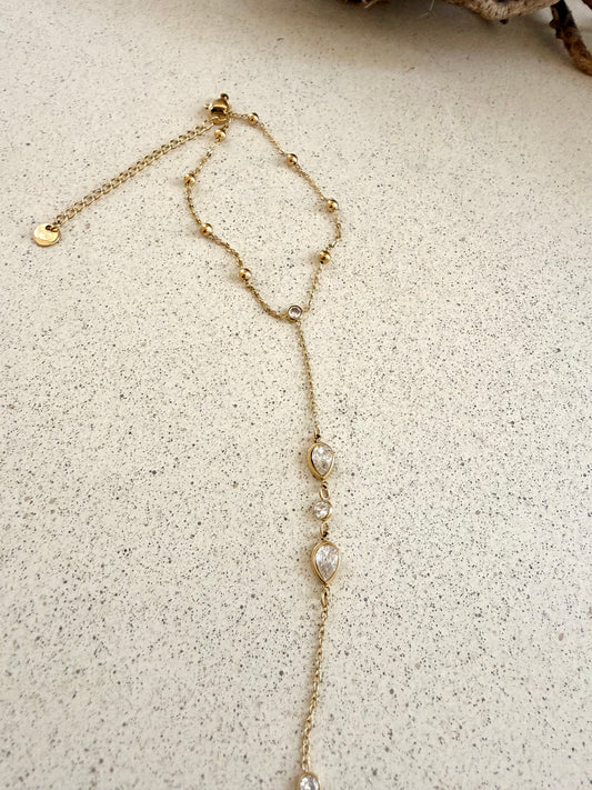 Edelstahl Handkette mit Strass 16x5 – Filigraner Handschmuck Damen, anlauffrei