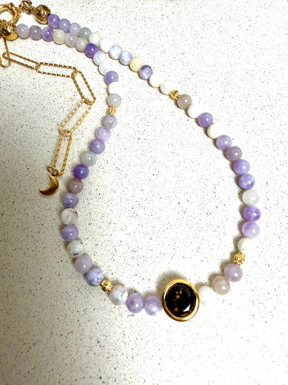 Alchemia - Violet Flame · Opal & Rauchquarz Collier | Limited Edition