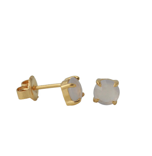 Silberohrstecker mit Chalcedon | Vergoldet