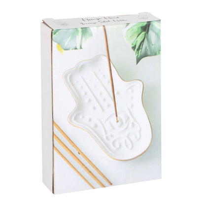 Weißer Hamsa Hand Räucherstäbchenhalter